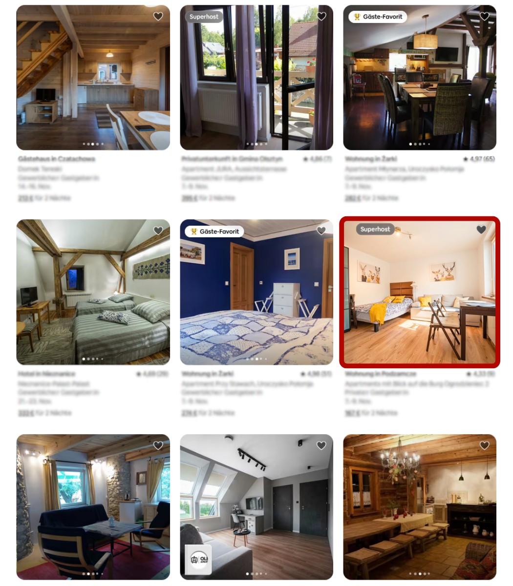 Airbnb Suchergebnisse mit Optimierung - Dein Inserat sticht hervor